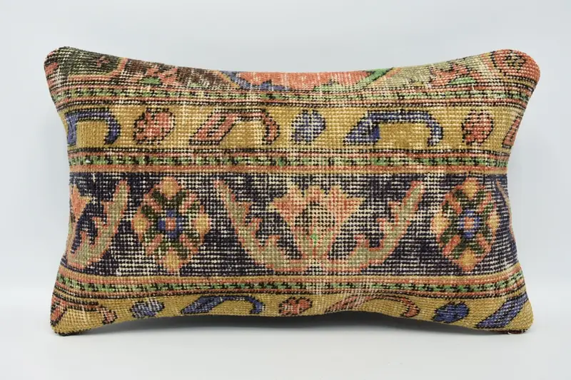 Pillow for Sofa, Pillow, Car Pillow Case, Throw Kilim Pillow, Handmade Rug Seat Cushion Cover, Ethnical Kilim Rug Pillow, 12x20 Blue Cushion Cover - 1