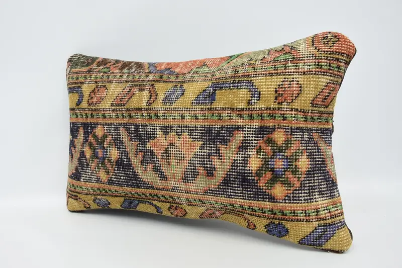 Pillow for Sofa, Pillow, Car Pillow Case, Throw Kilim Pillow, Handmade Rug Seat Cushion Cover, Ethnical Kilim Rug Pillow, 12x20 Blue Cushion Cover - 4