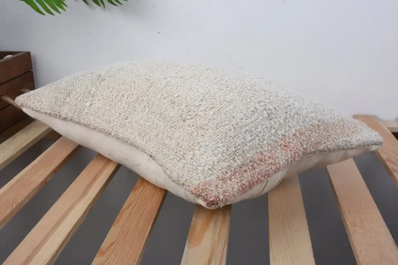 Turkish Pillow, Floor Cushion Case, Turkish Kilim Pillow, 12x20 Beige Cushion, Cushion Case, Antique Pillows, Morroccon Kilim Cushion Pillow Case - 6