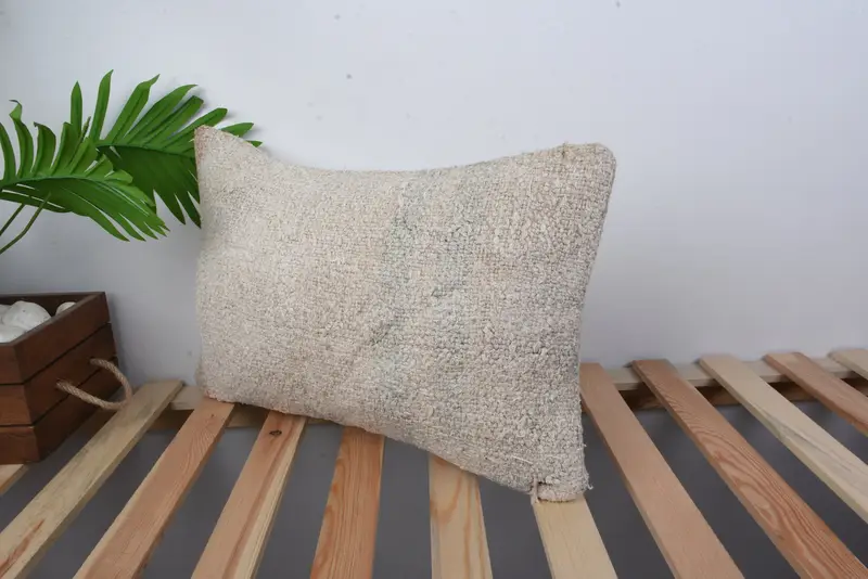 Turkish Pillow, Floor Cushion Case, Turkish Kilim Pillow, 12x20 Beige Cushion, Cushion Case, Antique Pillows, Morroccon Kilim Cushion Pillow Case - 5