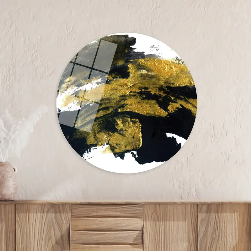 Gold & Black Contemporary Abstract Marble Shimmery Canvas Print