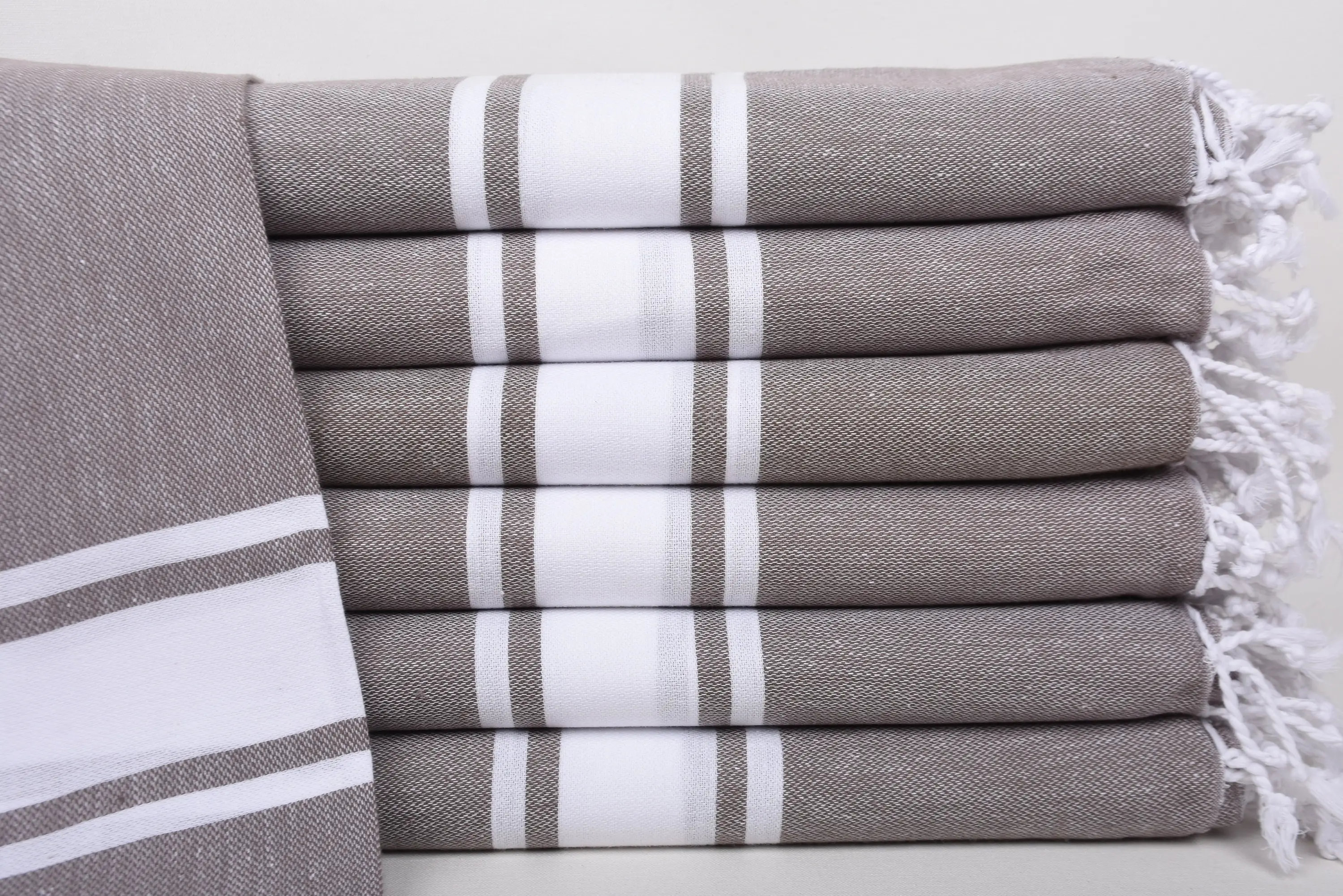 Bridesmaid Favors Brown Striped Organic Cotton Towel, 70x40 Inches - 1