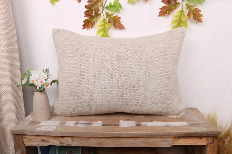 Pillow, Home Decor Pillow, 16x24 White Pillow Cover, Boho Pillow Sham Cover, Outdoor Bolster Cushion Cover, Vintage Kilim Throw Pillow - 1