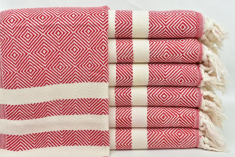 Monogram Tea Towel Custom Dish Towel Red Hand Towel Diamond Towel 20x32 Inches