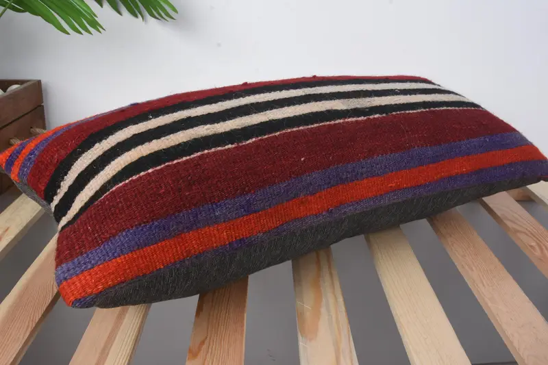 Kilim Cushion Sham, Cushion, Vintage Kilim Throw Pillow, Vintage Pillow, 12x24 Red Cushion Cover, Muted Cushion, Car Cushion Cover - 6