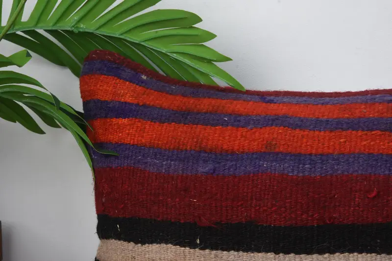 Kilim Cushion Sham, Cushion, Vintage Kilim Throw Pillow, Vintage Pillow, 12x24 Red Cushion Cover, Muted Cushion, Car Cushion Cover - 2