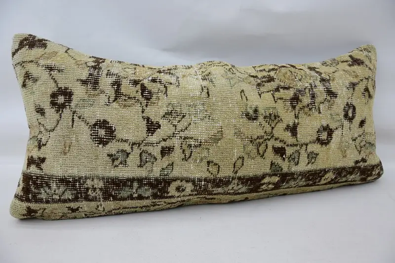 Anatolian Pillow Sham, Neutral Pillow Case, Vintage Pillow, 16x36 Beige Pillow Cover, Antique Pillows, Cushion Case, Kilim Cushion Sham - 3
