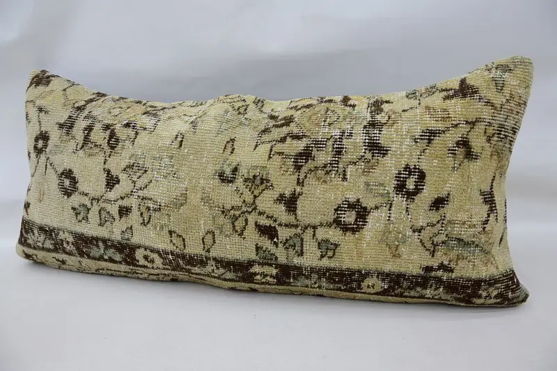Anatolian Pillow Sham, Neutral Pillow Case, Vintage Pillow, 16x36 Beige Pillow Cover, Antique Pillows, Cushion Case, Kilim Cushion Sham - 5