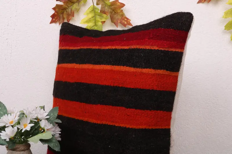 Turkish Kilim Pillow, Cushion, 16x16 Brown Pillow Cover, Boho Pillow, Boho Pillow Sham Cover, Patio Pillow Case, Nautical Throw Pillow Case - 5