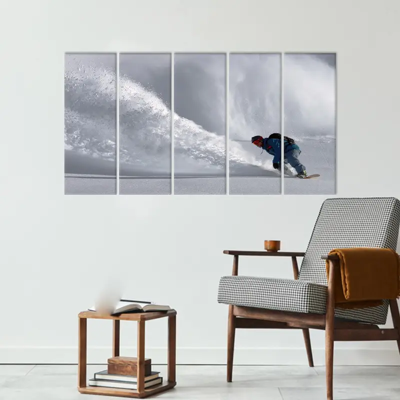 冬の風景、スノーボードアート、スノーキャンバスアート、スノーラバーギフト、クールなダウンヒルアート、モダンキャンバスアート、冬のアートの装飾、トレンディキャンバス - 1