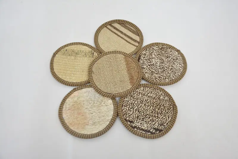 Bohemian Beige & Brown Round Coaster, Unique Bohemian Coaster