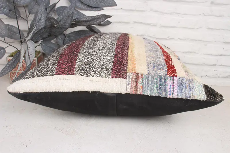 Ethnic Cushion, Kilim Pillow Cover, Indoor Cushion Cover, Cushion, 20x20 Beige Pillow Sham, Handmade Cushion, Boho Pillow, Ethnical Kilim Rug Pillow - 5