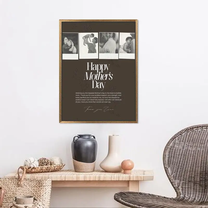 Modern Personalized Photo Collage Canvas, Custom Family Picture Wall Art, Sentimental Gift for Mom - 1