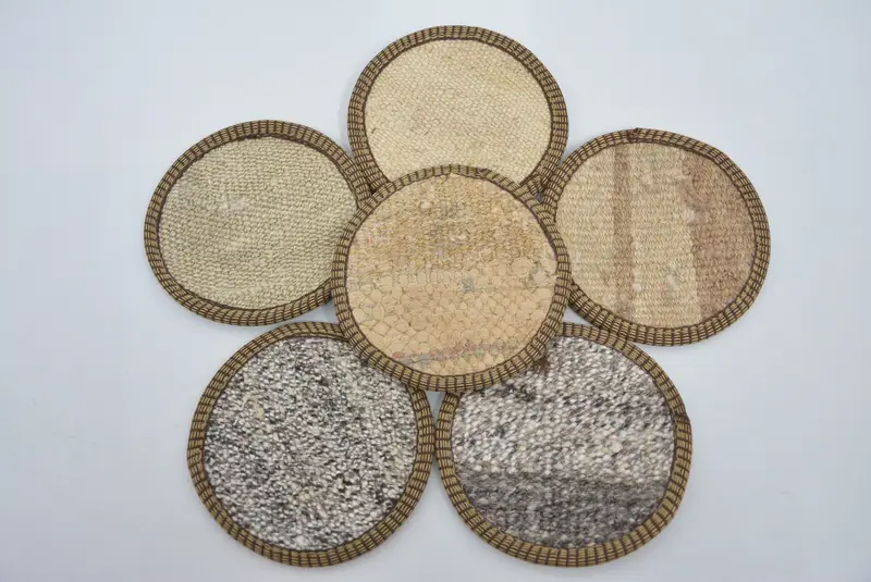 Juego de posavasos Kilim beige y blanco, posavasos Boho únicos