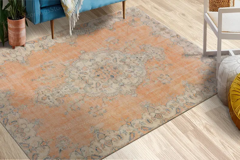 Soft Tones Oushak Printed Rug: Modern Comfort in Muted Hues
