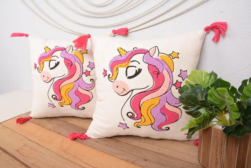 Almohada bordada del suroeste hecha a mano, almohada de lanzamiento cuadrado vintage