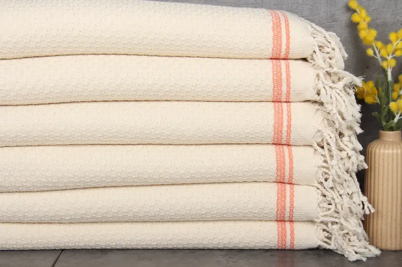 Turkish Bath Towel Organic Cotton Natural Dyed Stripes, 36x67 Inches