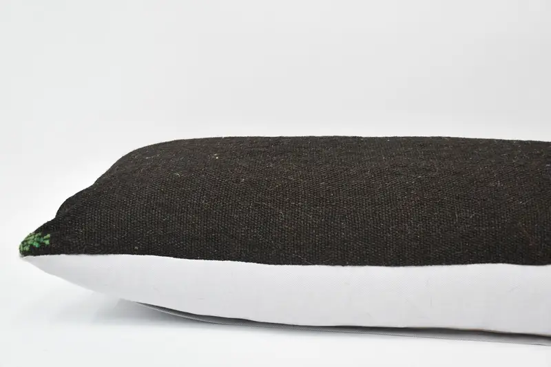 16x48 Black Cushion Case, Boho Pillow Sham Cover, Cushion Cover, Pillow for Sofa, Christmas Pillow Sham, Ethnical Kilim Rug Pillow - 5