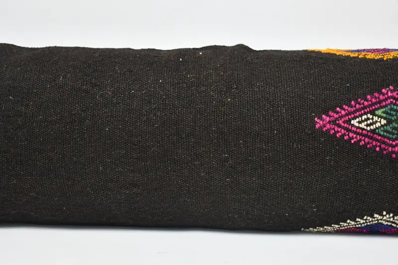 16x48 Black Cushion Case, Boho Pillow Sham Cover, Cushion Cover, Pillow for Sofa, Christmas Pillow Sham, Ethnical Kilim Rug Pillow - 2