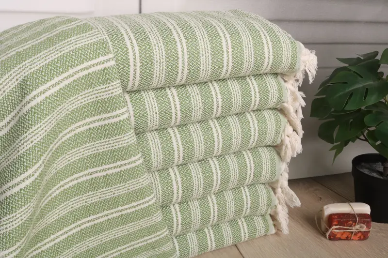 Small Bath Towel Khaki Green Cotton Dish Towel, Flat Hand Towel, 18x32 Inches