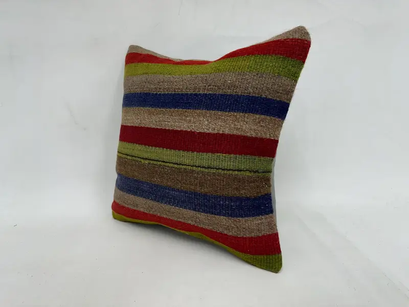 Kilim Pillow Cover, Anatolian Pillow, Pillow Case, Kilim Cushion Sham, Ethnical Kilim Rug Pillow, 18x18 Green Cushion, Luxury Cushion Cover - 4