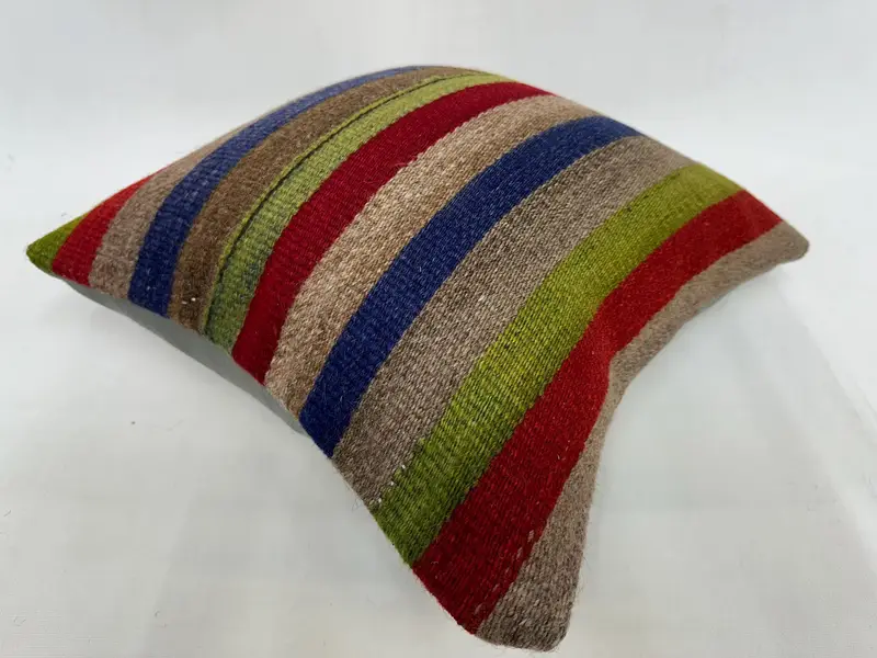 Kilim Pillow Cover, Anatolian Pillow, Pillow Case, Kilim Cushion Sham, Ethnical Kilim Rug Pillow, 18x18 Green Cushion, Luxury Cushion Cover - 6