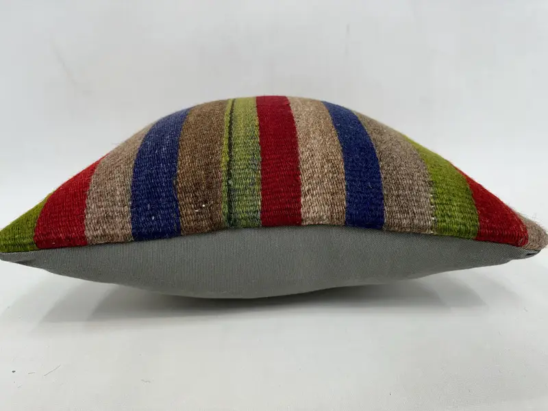 Kilim Pillow Cover, Anatolian Pillow, Pillow Case, Kilim Cushion Sham, Ethnical Kilim Rug Pillow, 18x18 Green Cushion, Luxury Cushion Cover - 5