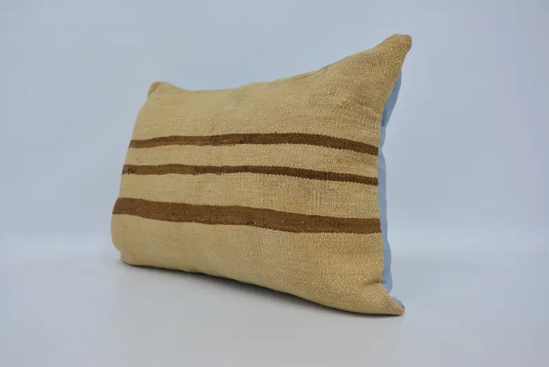 Crochet Pattern Cushion, Turkish Pillow, Outdoor Pillow Sham, Pillow, Kilim Pillow, 16x24 Beige Pillow Cover, Vintage Kilim Throw Pillow - 4