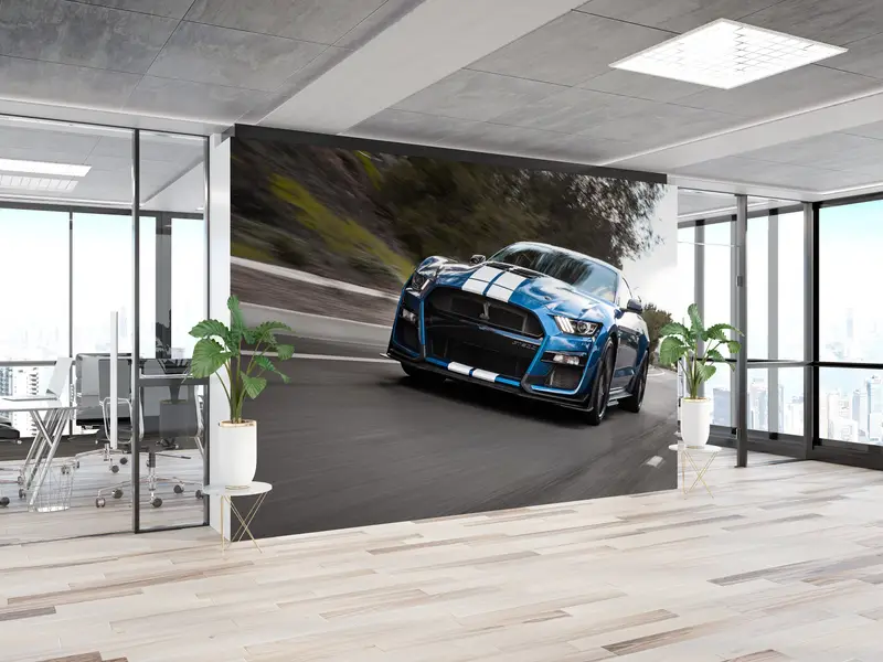 Ford Mustang Wallpaper, Car Photo Wall Print, Ford Shelby Mural, Blue Car Wall Painting, Car Lover Gift Wall Print, Car Wall Art, - 6