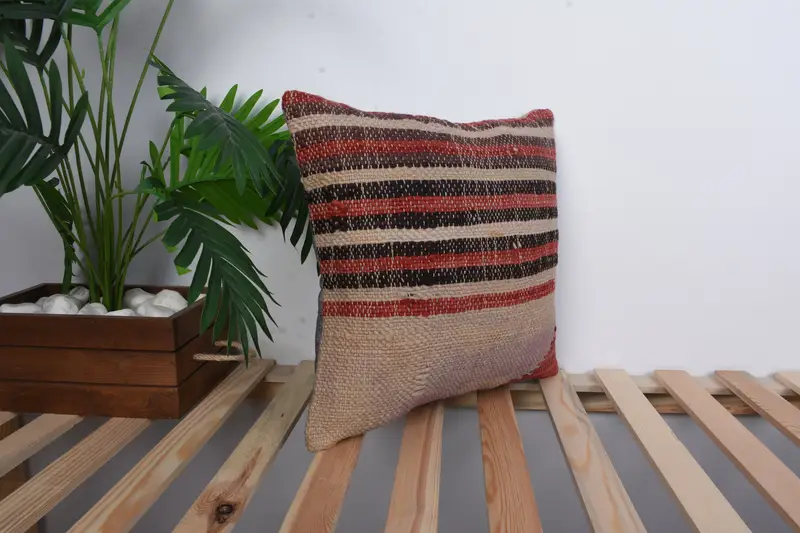 Turkish Pillow, Boho Pillow Sham Cover, Bed Cushion Case, 16x16 Red Cushion Cover, Cushion, Boho Throw Pillow Sham, Gift Pillow - 4