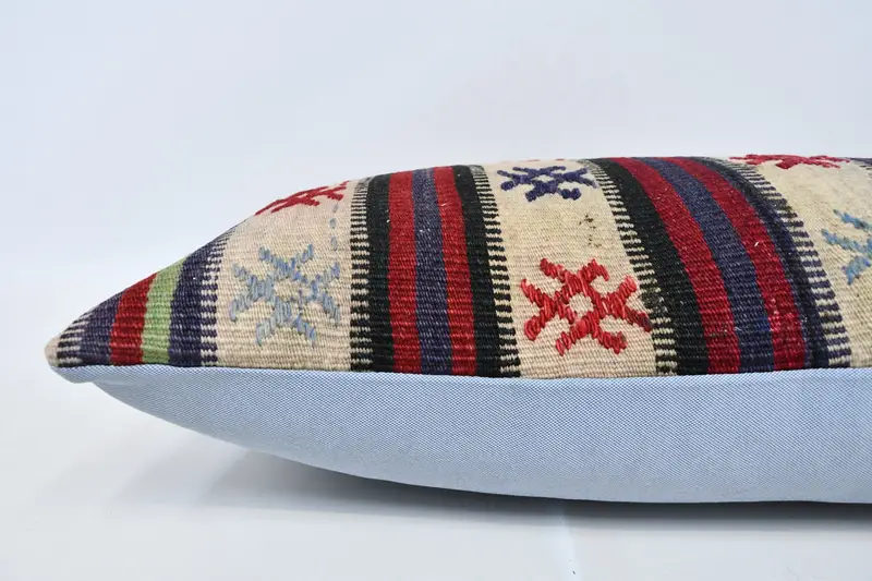 Cushion Cover, Kilim Cushion Sham, Outdoor Bolster Cushion, Antique Pillows, Square Throw Pillow, 16x36 Beige Cushion, Boho Pillow Sham Cover - 5