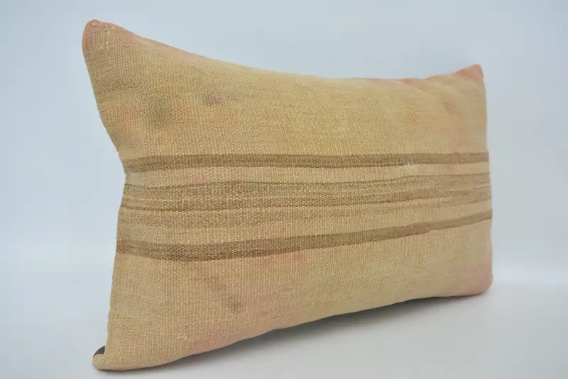 Kilim Pillow, Vintage Pillow, 16x24 Beige Cushion, Turkish Pillow, Outdoor Throw Cushion, Cushion Case, Bolster Throw Pillow Cover, Chair Cushion - 3