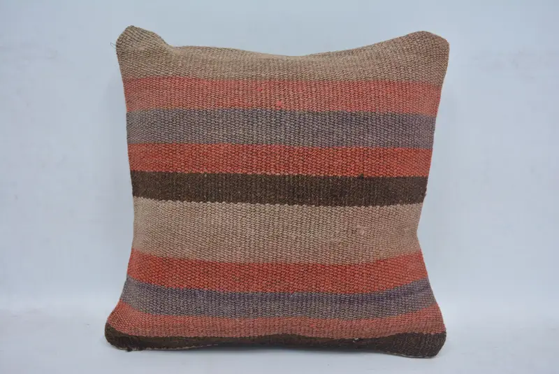 Boho Pillow, Throw Kilim Pillow, Patio Cushion Case, 12x12 Red Cushion, Sustainable Pillow Cover, Kilim Cushion Sham, Pillow - 1