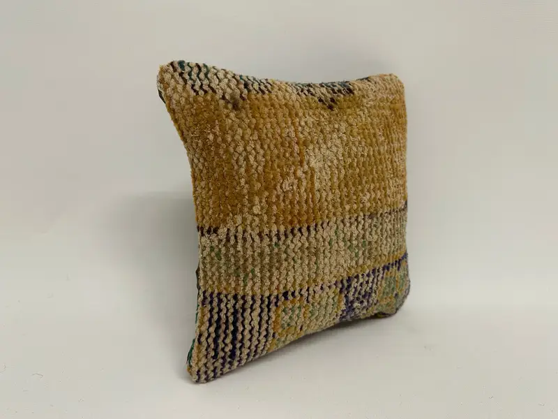 Vintage Pillow, Natural Pillow Sham, Pillow Sham, Turkish Pillow, Handmade Throw Pillow Case, Kilim Pillow Cover, 12x12 Beige Pillow Case - 3