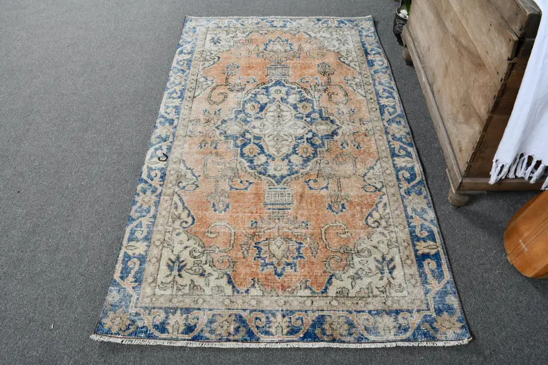 鮮やかな3.5x6.1フィートのラグ、花柄&幾何学模様のデザイン