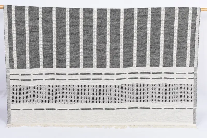 Personalized Black Striped Turkish Cotton Towel, Bachelorette Gift, 67x36 Inches