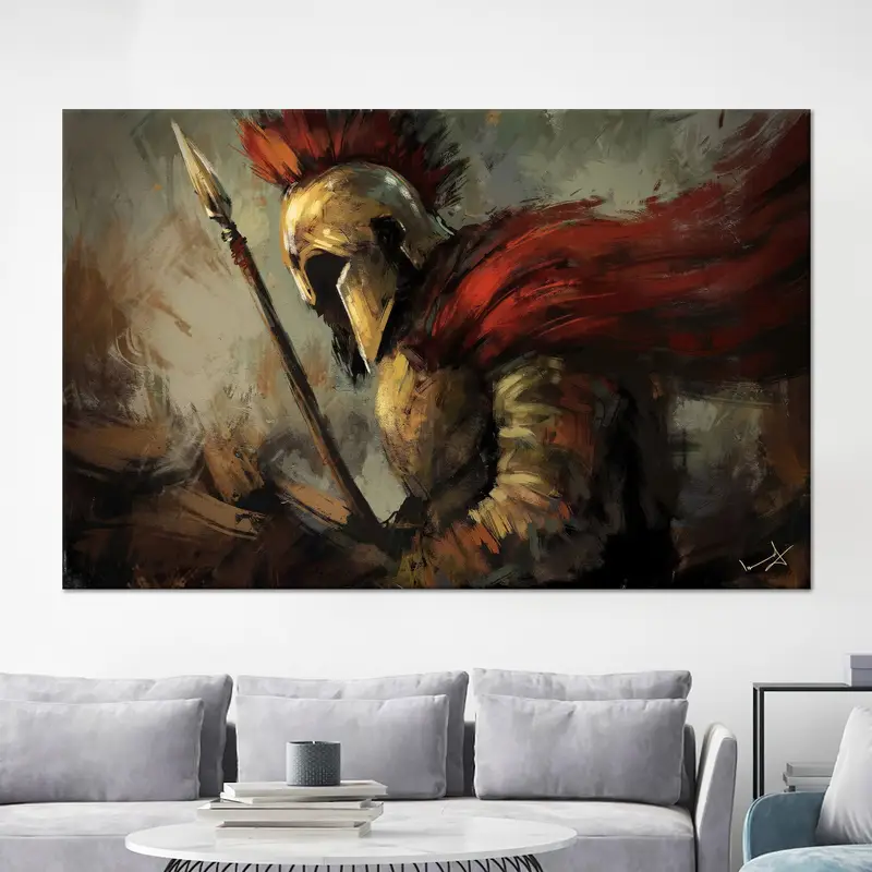 Lienzo de guerrero elegante: decoración espartana para la cueva del hombre y la habitación del niño