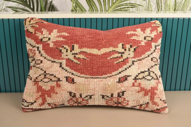 40x60 cm Woven Turkish Euro Sham, Geometric Antique DesignerBeige Pillowcase - 1