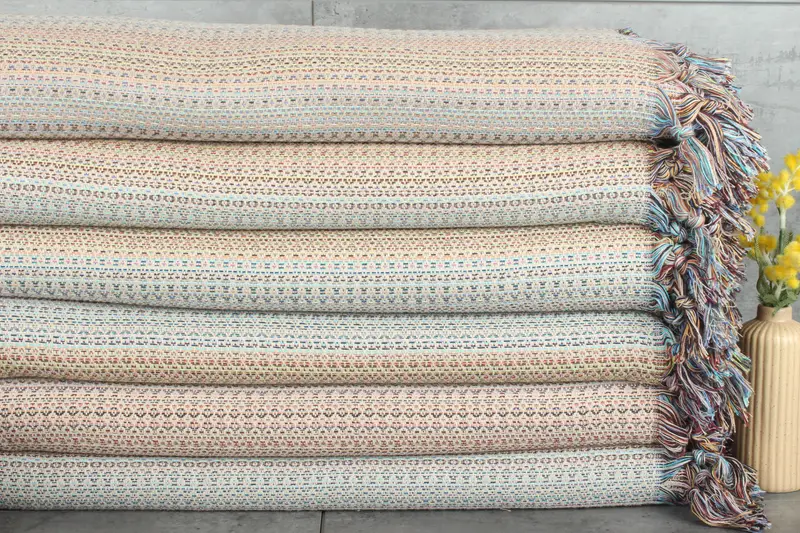 Employee Gifts, Customized Turkish Blanket, Tablecloth, Bachelorette Party Favors, Wedding Favors, 90x88 Cotton Colorful Diamond Towel - 1