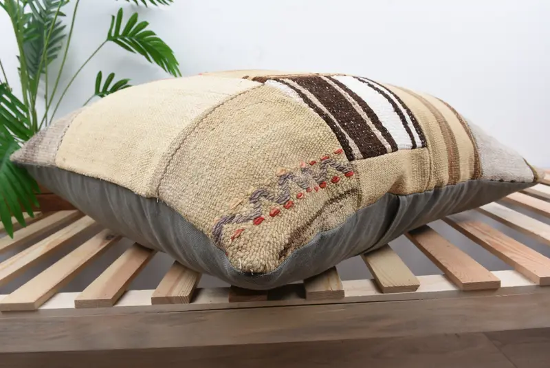 28x28 Beige Cushion, Pillow for Couch, Customized Pillow Case, Turkish Corner Cushion, Turkish Kilim Pillow, Kilim Pillow Cover, Cushion Case - 6