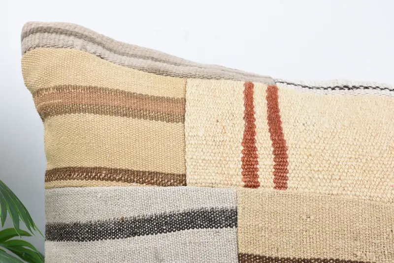 28x28 Beige Cushion, Pillow for Couch, Customized Pillow Case, Turkish Corner Cushion, Turkish Kilim Pillow, Kilim Pillow Cover, Cushion Case - 2