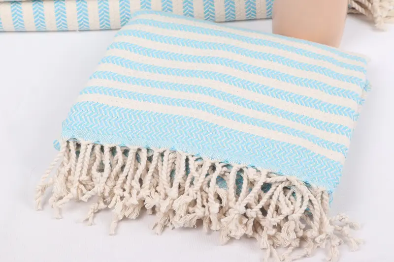 Custom Gift, Turkish towel, 70x40 Cotton Chevron Towel, Yoga Towel, Embroidery Towels, Soft organic Turkish peshtemal for luxury spa use, Bath towel - 5