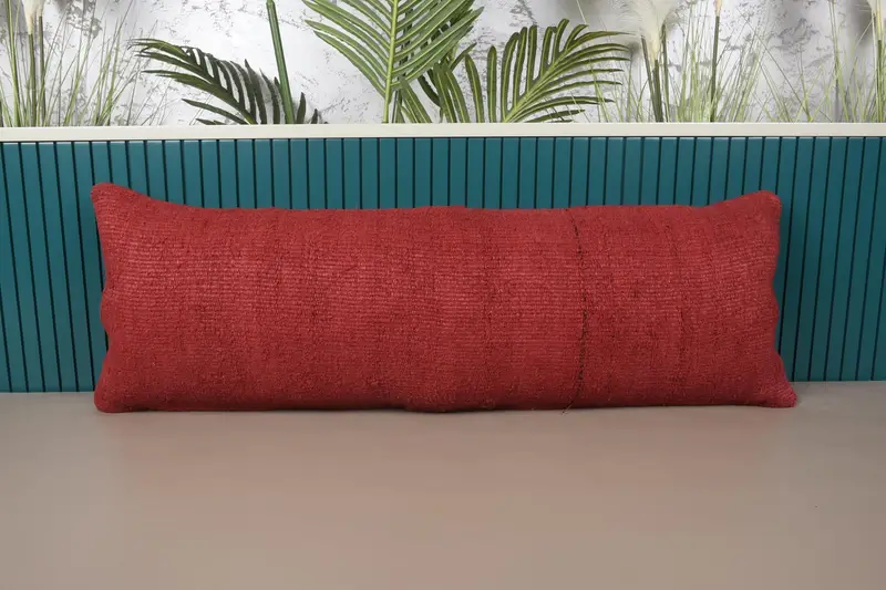 Rotes südwestliches besticktes Kissen, 12x36 handgemachtes Wurfkissen