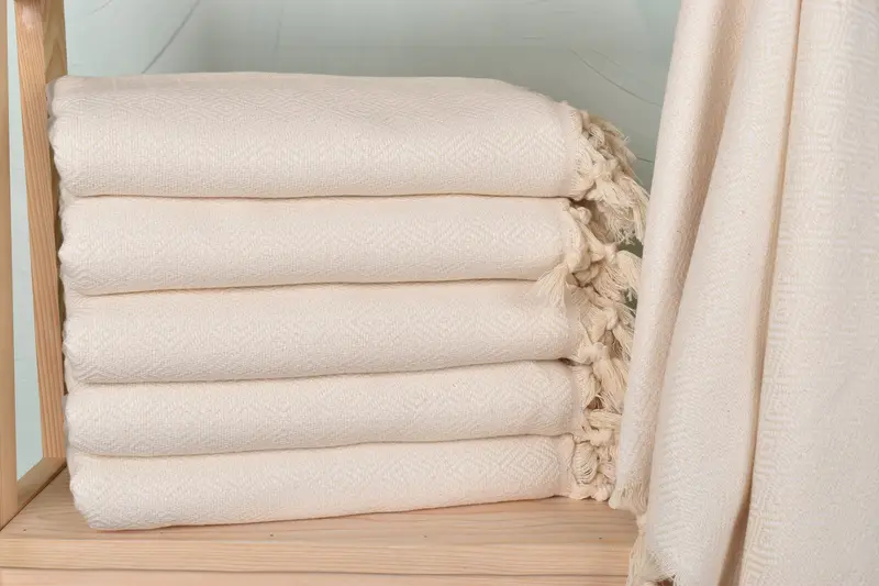 Turkish Tea Towel Set, Natural Organic Cotton/Linen, Beige, 40x71 Inches