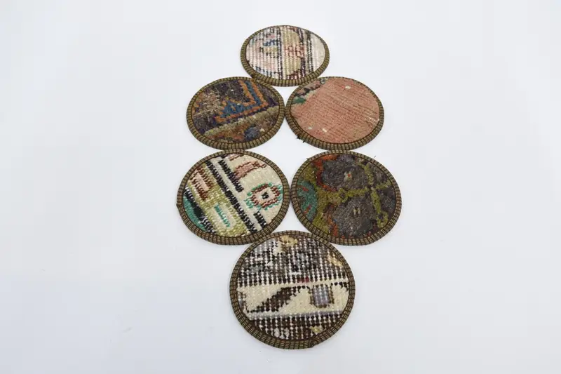 Bohemian Red & Bronze Coasters, Round Bohemian Coasters