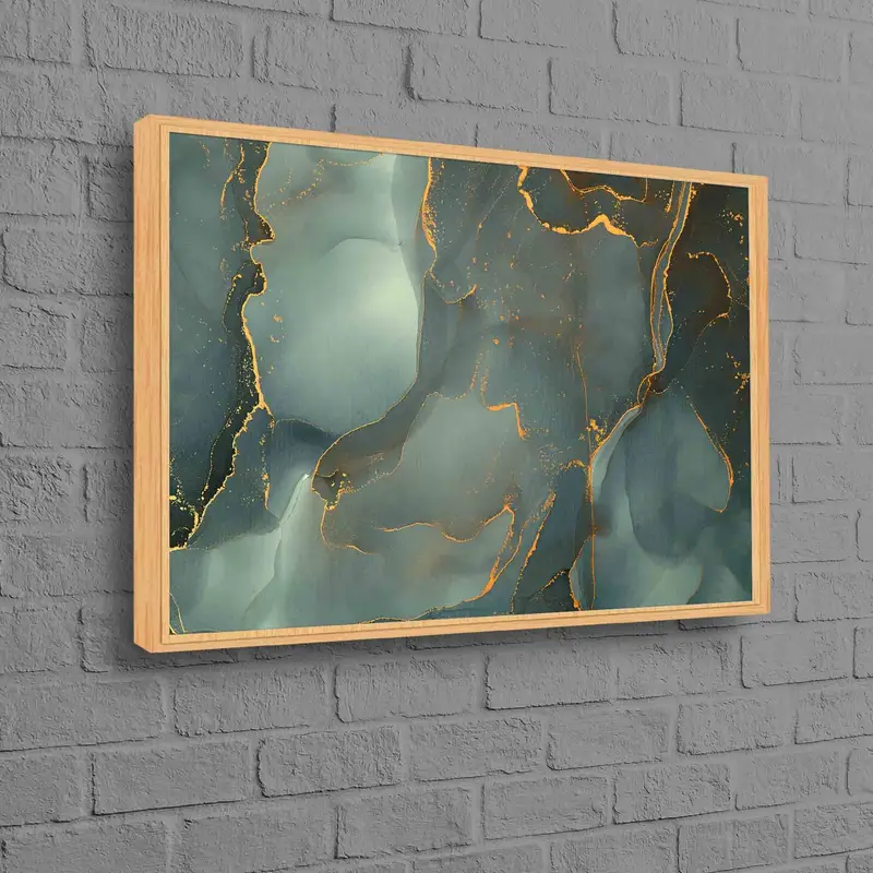 エレガントなグリーンゴールド大理石のきらめく高級キャンバスプリント