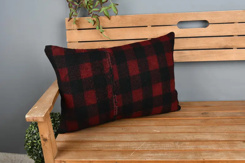 Meditation Cushion Cover, Turkish Pillow, Pillow Sham, Christmas Pillow Case, Handmade Kilim Cushion, 16x24 Black Cushion Case, Home Decor Pillow - 1