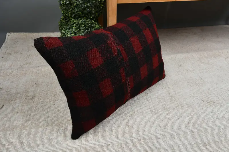 Meditation Cushion Cover, Turkish Pillow, Pillow Sham, Christmas Pillow Case, Handmade Kilim Cushion, 16x24 Black Cushion Case, Home Decor Pillow - 7