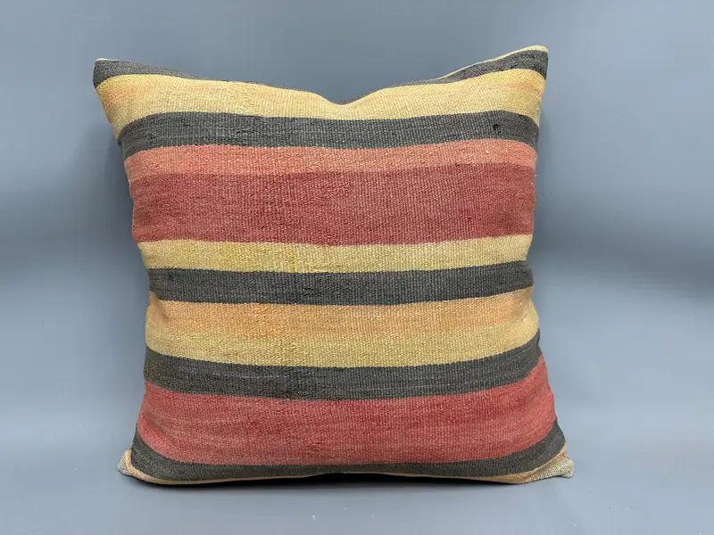 Pillow Cover, Interior Designer Pillow, Boho Pillow, Retro Throw Cushion, Decorative Throw Cushion, Antique Pillows, 24x24 Orange Cushion Cover - 4