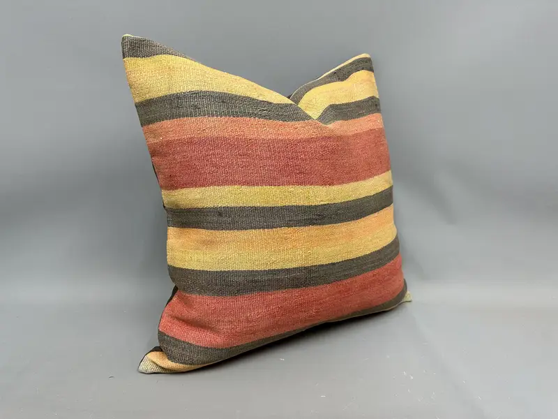 Pillow Cover, Interior Designer Pillow, Boho Pillow, Retro Throw Cushion, Decorative Throw Cushion, Antique Pillows, 24x24 Orange Cushion Cover - 2